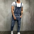 thumbnail image 4 of WXLWZYWL Men's Denim Bib Overalls Slim Fit Jean Romper Trousers Adjustable Strap Workwear Slim Fit Jumpsuit Fashion Lightweight Overalls, 4 of 6