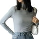thumbnail image 1 of Camisas de manga larga con cuello alto para mujer, ajustadas, informales, con capas, 1 of 5