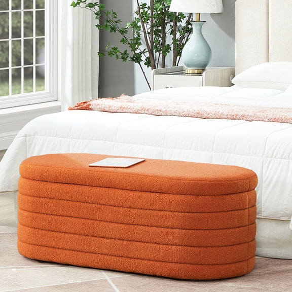 Orange Color - Storage Ottoman Bench - Living Areas - Add a Pop of Color