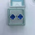 thumbnail image 2 of 2.0ct Oval Lab-Created Blue Sapphire Clover Stud Earrings 14K White Gold Plated, 2 of 4