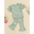 thumbnail image 3 of Bagilaanoe 3pcs Newborn Baby Girl Pants Set Flower Short Sleeve T-shirt Tops + Flare Trousers 6M 12M 18M 24M 3T 4T Kids Casual Clothes, 3 of 7