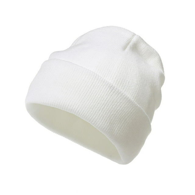 MIASHUI Bonnet Tricoté Unisexe Couleur Bonbon d'Hiver, Chapeau à Rabat Chaud pour Temps Froid, Bonnet Extensible pour Neige, Extérieur Blanc