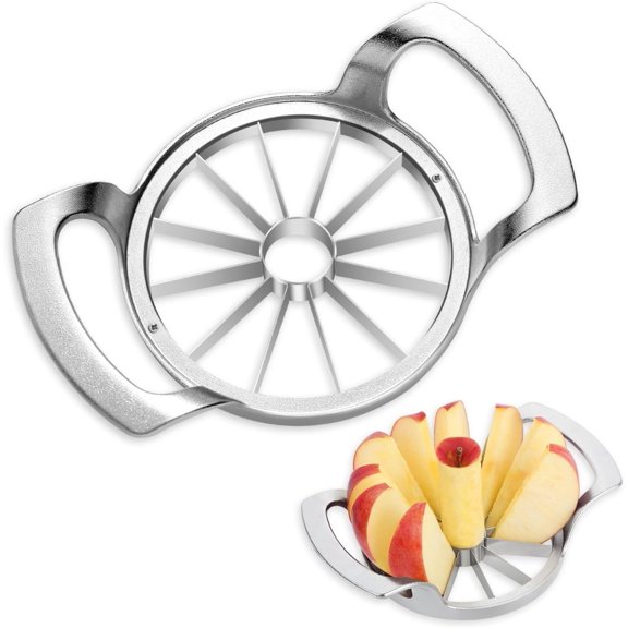 Apple Cutter Slicer,12-Blade Large Apple Corer,Heavy Duty Stainless Steel Apple Cutter and Divider,Non-slip frosted handle,Easy to Use (Frosted)