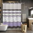thumbnail image 5 of No Hook Shower Curtains with Snap-in Liner Set, Purple Geometric Waterproof Hotel Style Bathroom Shower Curtain, Stripes Boho Spring Flowers Country Rural Breathable Mesh Top Bath Curtains 60''x72'', 5 of 9