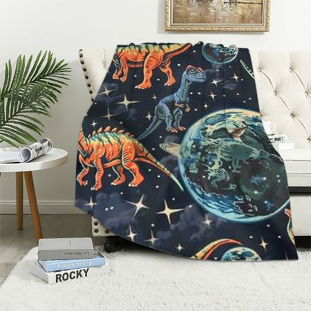 BCIIG Dinosaur Blanket Boy Kids Space Blanket Super Soft Comfortable Travel Fun Dinosaur Design Gift for Kids Fluffy Comfortable Wool