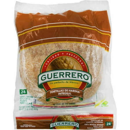 Guerrero Flour 100% Whole Wheat Soft Taco Tortillas, 24 ct