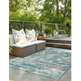 thumbnail image 3 of Unique Loom Outdoor Modern Collection Area Rug - Strive (5' 1" x 8' Rectangle Aqua Blue/Yellow), 3 of 8