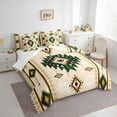 thumbnail image 3 of Manfei Brown Boho Bohemain Bedding Comforter Set 7 Pieces,Green Aztec Floral Full Bedding Set,Bohemain Geometry Fitted Sheet Flat Sheet,Breathable Room Decorative Reversible, 3 of 7