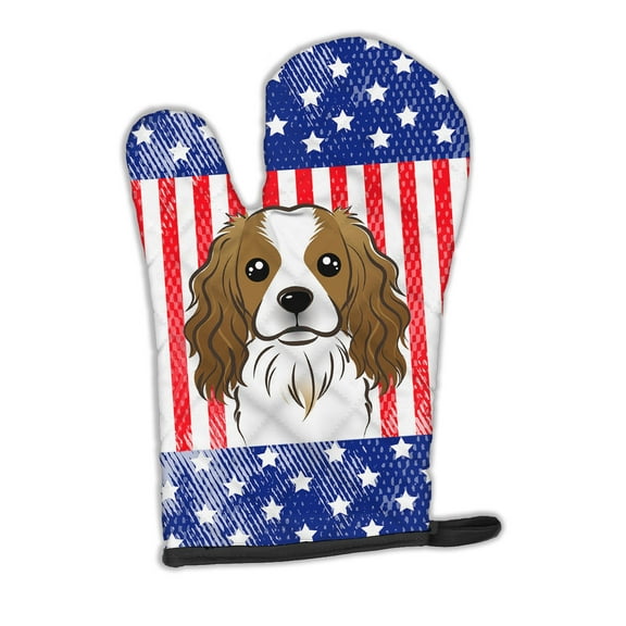 Carolines Treasures BB2154OVMT American Flag and Cavalier Spaniel Oven Mitt Large multicolor