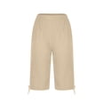 thumbnail image 5 of Yuanlook Shorts for Women,Knee Length Linen Casual Capri Pants Comfy Loose Cropped Shorts with Pockets - Beige - S, 5 of 7