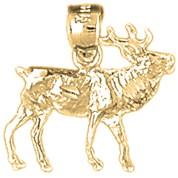 18K Yellow Gold Elk Pendant - 18 mm