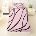 thumbnail image 3 of Homewish Abstract Lines Twin Sheets,Minimalism Artwork Bedding,Black Pink,3 Pieces,1 Fitted Sheet and 1 Pillowcase, 3 of 6