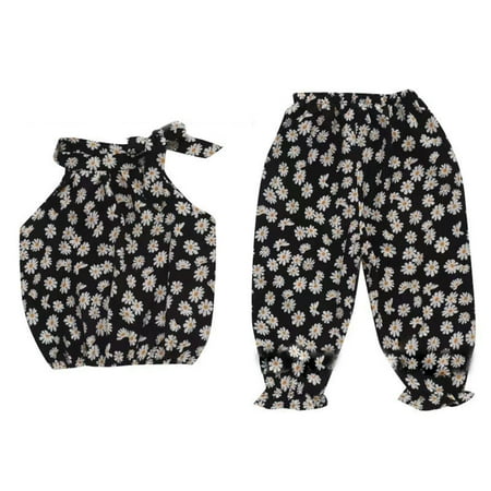 

UACY Toddler Clothes Kids Toddler Baby Girls Summer Breathable Floral Floral Cotton Sleeveless Tops Pants Set Clothes Outfits