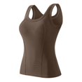 thumbnail image 5 of Public Tank Top with Built in Bra for Women Plus Size Trendy Summer Sleeveless Crew Neck Ribbed Tops Casual Basic Slim Fit Workout T Shirts Brown M, 5 of 6