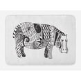 thumbnail image 1 of Hippo Bath Mat, Hippo Hand-Drawing Style Print Ornamented with Geometric Forms, Plush Bathroom Decor Mat with Non Slip Backing, 29.5" X 17.5", Black and White, by Ambesonne, 1 of 2