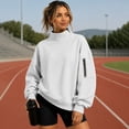 thumbnail image 5 of GZWYHT Mockneck Sweatshirt Blank Mock Neck Sweatshirt Hiking Clothes Womens Sweatshirt Fall Sweatshirts for Women Funnel Neck Sweatshirt Baggy Hoodie Fashion Clothing Fall Clothes White 3XL, 5 of 9