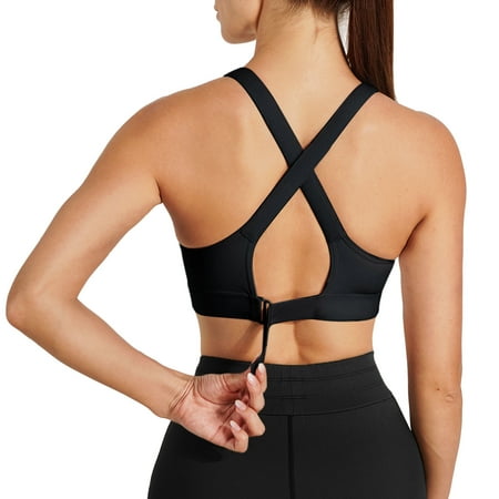 

Gotoly Women Workout Padded Sports Bra Wirefree High Impact Crop Top with Adjustable Straps Yoga Bra(Black Small)