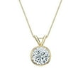 thumbnail image 1 of 14k Yellow Gold Round Lab Grown Solitaire Diamond Pendant Necklace (1cttw, H-I, VS1-VS2) Bezel-set, 18-inch box chain by Diamond Wish, 1 of 3
