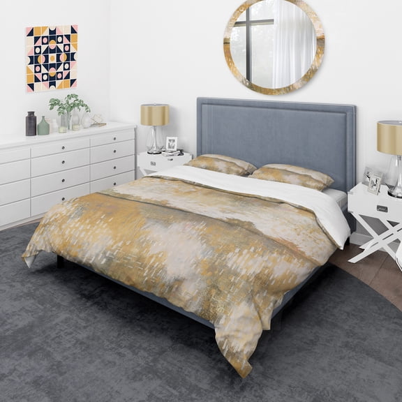 Designart 'Glam Cream and Brown Curious Sky' Glam Duvet Cover Set