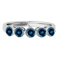 thumbnail image 3 of AoneJewelry 3/4 Ct. Blue Diamond Five Stone Wedding Band In solid 14K White Gold, 3 of 5