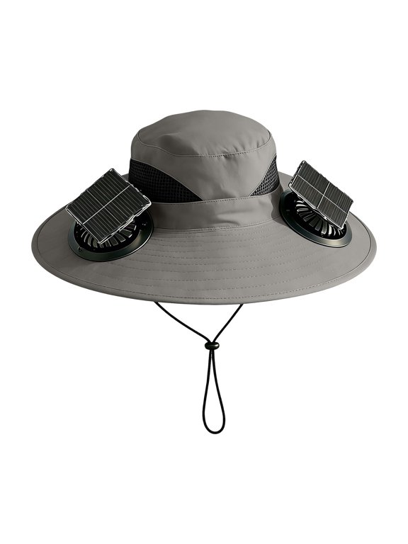 Solar Mist Fan Wide Brim Hat, Summer Cooling Solar Powered Fan Hats, Bulk Bucket Sun Fishing Hats for Outdoor Fishing Travel