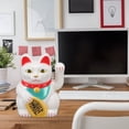 thumbnail image 5 of Yajisi 2 Inch Chinese Lucky Cat Fortune Decoration Waving Arm Solar Powered Figurine for Home Office Car Desk Ornament, White, Sit Up Straight, 5 of 5