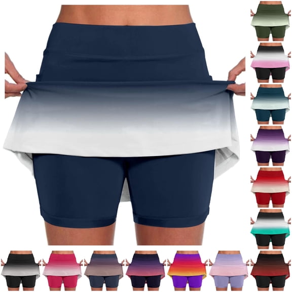 Wxolcjlv Womens Gradient Active Skort High Waist Athletic Short Skirts