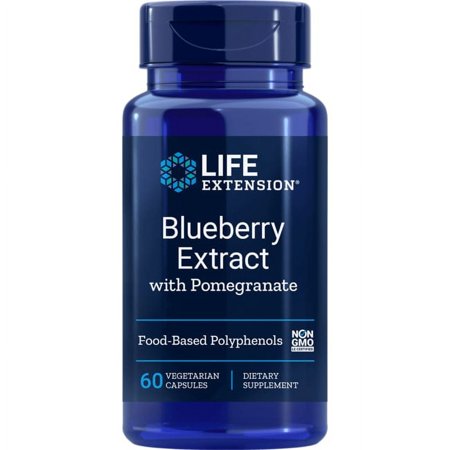 Life Extension Blueberry Extract and Pomegranate arterial health support antioxidant defense gluten-free non-GMO vegetarian 60 vegetarian capsules