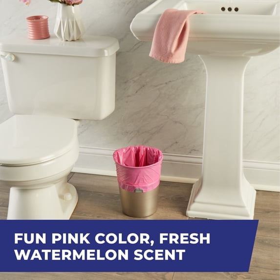 4 pack Hefty Small Trash Bags, Pink, Fabuloso Watermelon Scent, 4 Gallon, 20 Count