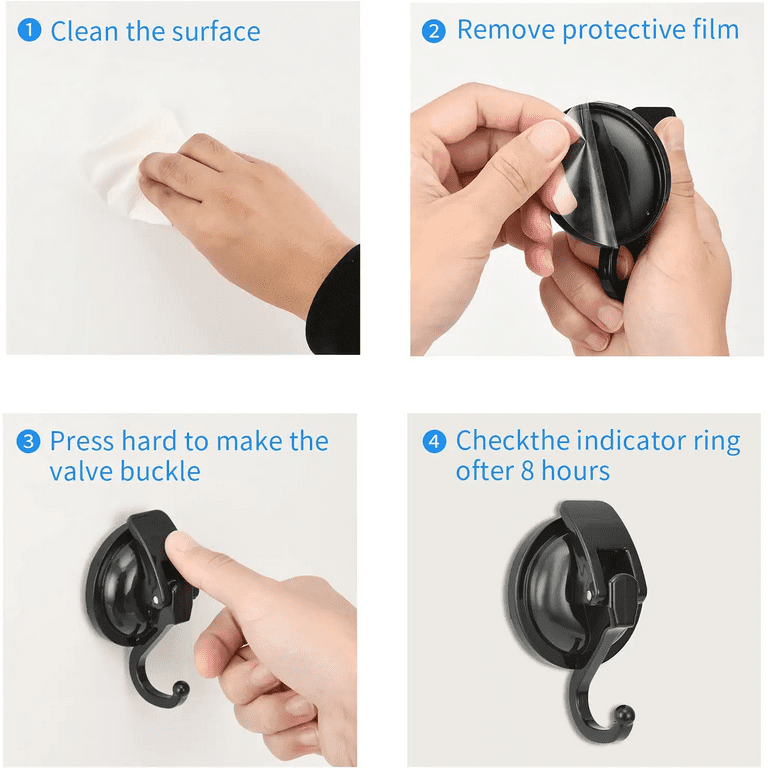 Yapicoco Shower Hooks for Inside Shower Loofah, 2 Pack Bathroom Vacuum Suction Cup Hooks for Shower Wall, Heavy Duty Hooks for Hanging, Reusable Wall