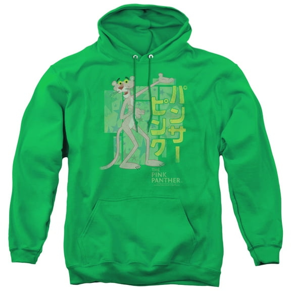Pink Panther Asian Letters Adult Pullover Hoodie Sweatshirt Kelly Green