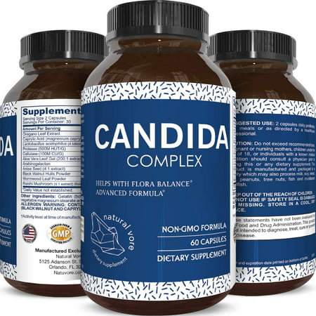 Natural Candida Cleanse Yeast Digestive Enzymes Weight Loss Probiotic Capsules Oregano Leaf Oil Reishi Mushroom Fungus Killer Herbs with Vital Nutrients Caprylic Acid for Men & Women by Natural Vore