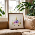 thumbnail image 2 of Cute Unicorn, Magical Unicorn, Fairy Tale, Girl Nursery - Illustration Watercolor Floral Fantasy Whimsical Pastel Oak Framed Wall Art Print 12 x 12 inches, 2 of 8