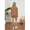 thumbnail image 2 of Women's Solid Color V-Neck Loose T-Shirt Shorts Home Leisure Suit, 2 of 3