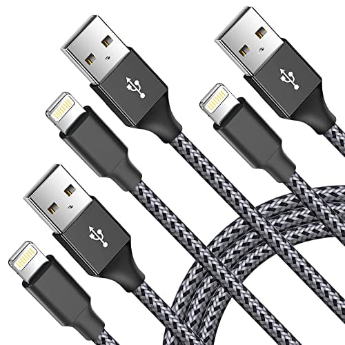 Gray Black Apple Mfi-Certified Lightning Cable Nylon Braided High Speed USB Charging Cord Compatible with iPhone 13 Pro Max/12/11 Pro/XS/XR/X/8/7/6/5/iPad Firsting iPhone Charger Cable 4 Pack 6FT 
