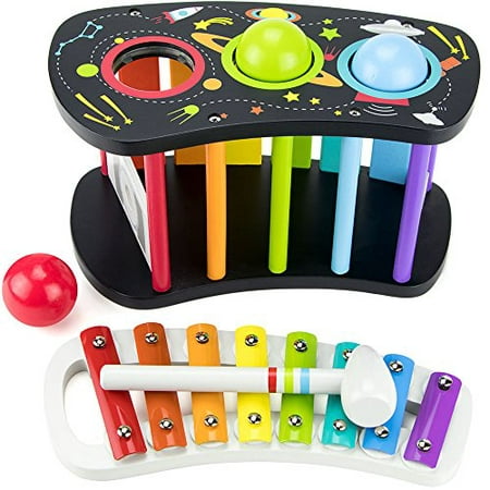Imagination Generation Pound & Tap Bench with Slide Out Xylophone | Out of This World Space Theme