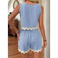 thumbnail image 2 of Gdvsclr Womens 2 Piece Vacation Outfits Lounge Sets Casual Cropped Tank Tops Shorts Matching Set  Blue XL, 2 of 4