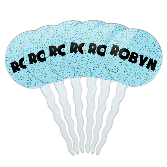 Robyn Cupcake Picks Toppers - Set of 6 - Blue Speckles