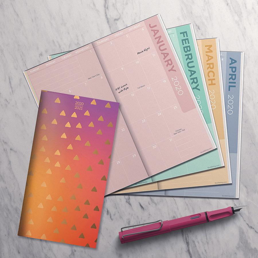 20202021 Spectrum Pink Orange Gold 2Year Small Monthly Planner Pocket