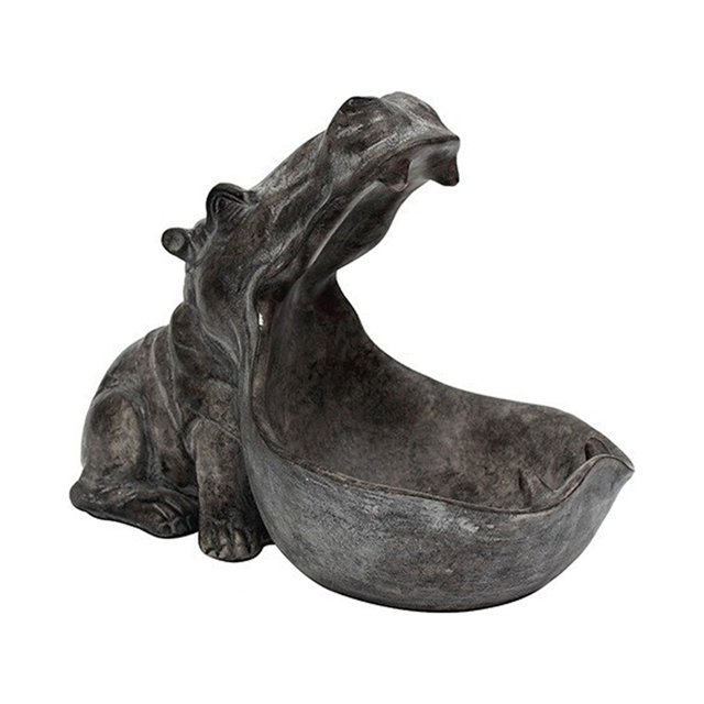 WIFKLSIIPG Hippo Statue Home Resin Hippo Figurine Fun Candy Dish Key Bowl Big Mouth Sculpture Desktop Art Decoration Clutter Container Storage Box