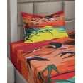 thumbnail image 2 of Ambesonne Flamingo Fitted & Top Sheet Set with Sham, Birds in the Air Art, Multicolor, 2 of 4