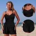 thumbnail image 3 of High Waist Bathing Suits for Women Solid Color 2 Pc Swimwear with Pockets Tummy Control Swim Trunks Set, 3 of 8