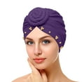 thumbnail image 2 of Womens Fashion Elastic Solid Color Comfortable Cap Beaded Large Cap for Women, 2 of 4