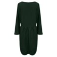 thumbnail image 5 of CHOK Cyber&Monday Deals Robes pour Femmes 2023 Manches Évasées Tunique Fluide Smockée en Coton Lin Robes Manches 3/4 Col Rond Solide Été Mini Robe Formelle Café TTTTG Liquidation un, 5 of 5