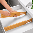 thumbnail image 3 of Swayvoo Expandable Bamboo Drawer Dividers – 4-Pack Adjustable Drawer Organizer Separators for Kitchen, Bedroom, Bathroom, Cabinet, Office & Dresser Storage (17–22", Natural), 3 of 7