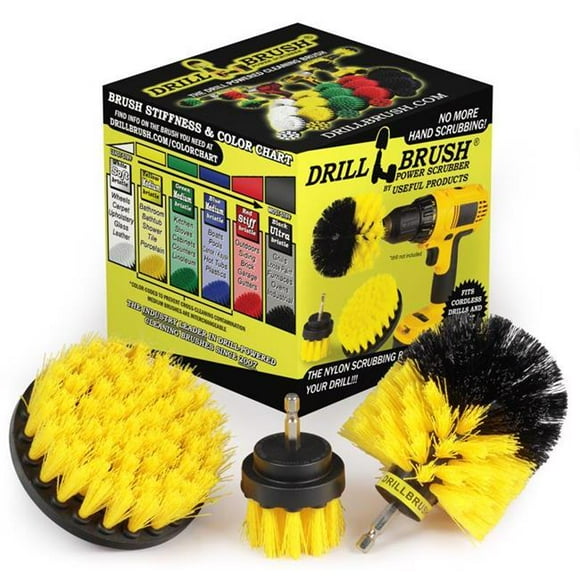 Drill Brush Drillbrush 1025312 4 Po Poignée en Métal à Poils Moyens Set&44; Jaune