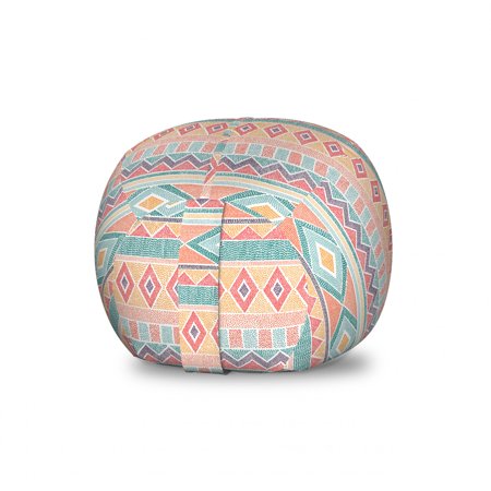 Ethnic Storage Toy Bag Chair  Dotwork Pattern with Abstract Repetitive Tribal  Stuffed Animal Organizer Washable Bag  Small Size  Peach Multicolor  by Ambesonne