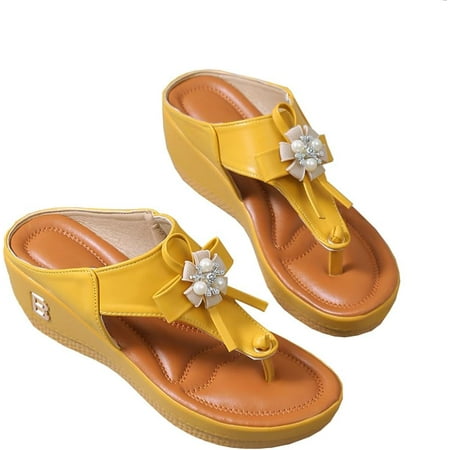 NEW Low-Wedge Women Orthopedic Sandals Casual Flat Shoes Flip Flops Ladies