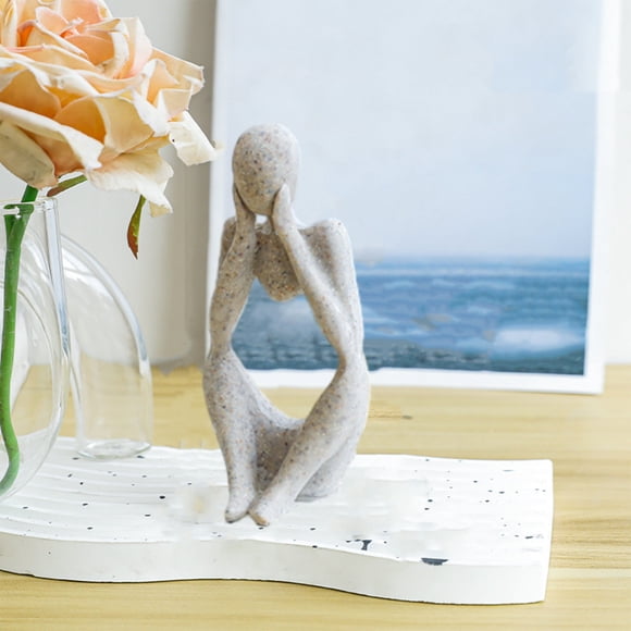 RRJ Modern Abstract Sculpture, Plastic Home Decor Statue, Miniature Art Sculptures for Living Room Bedroom Office Desk Decor, Personality Decorations, Model Room Ornaments