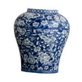 thumbnail image 2 of QSTDGVPW Chinese Ceramic Flower Vase Classic Plant Pot for Living Room Entryway Decor Dark Blue, 2 of 9